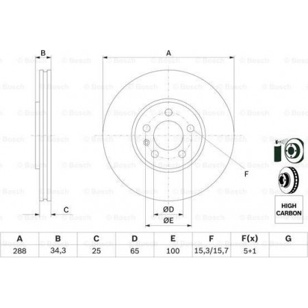 Disco freno VW GOLF III (1H1), Hatchback, 08.1991 - 07.1998 BOSCH 0 986 478 867