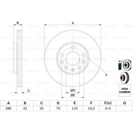 Remschijf OPEL CORSA C (X01), Hatchback Van, 09.2000 - 12.2012 BOSCH 0 986 478 883