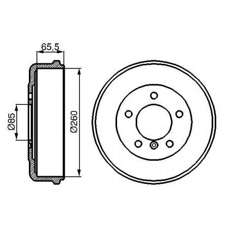 Achterremtrommel past. MERCEDES G W461 G W463 T1 601 T1 601 611 T1 602 T1 B601 T1 B602 2.0-5.0 04.77- MERCEDES-BENZ T1 (602), Draagframe, 01.1977 - 02.1996 BOSCH 0 986 477 038
