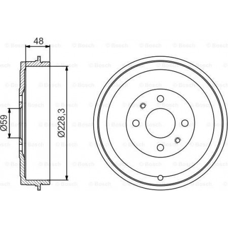 Tamburo freno CITROEN NEMO (AA_), Furgone, 02.2008 - BOSCH 0 986 477 212