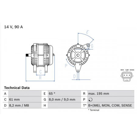 Alternateur 14V 90A convient. FORD FOCUS I FOCUS I-KOMBI 1.4-2.0 08.98-03.05 FORD FOCUS Turnier (DNW), Touring, 02.1999 - 12.2007 BOSCH 0 986 044 651
