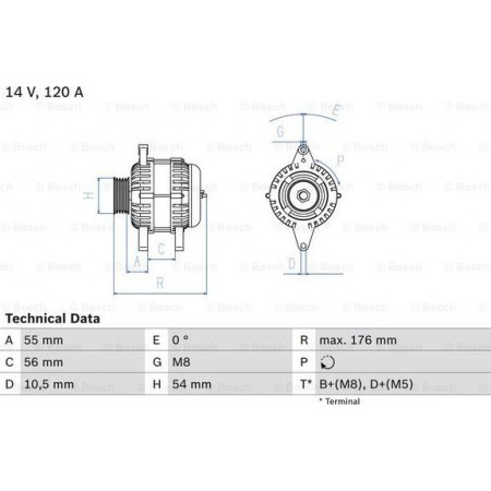 Generator / Alternator OPEL CORSA (CORSA-C), Ridica, 01.1996 - 06.2004 BOSCH 0 986 046 150
