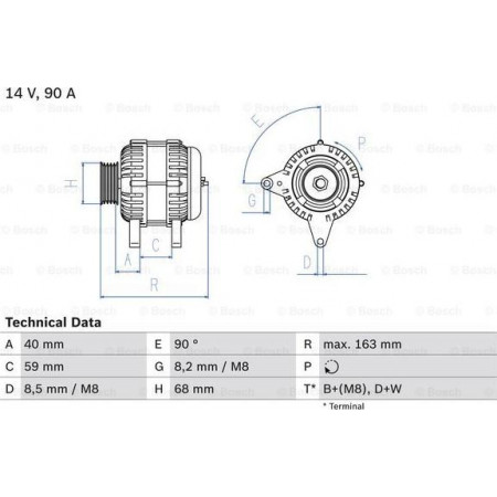 Generator / Alternator VW TRANSPORTER IV (70XD), Support frame, 07.1990 - 04.2003 BOSCH 0 986 040 330