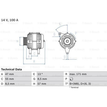 Adatto per alternatore 14 V 100 A. VOLVO 850 960 C70 I S40 I S70 V40 V70 I 1.6-2.9 08.90-10.05 VOLVO 850 (855), Touring, 04.1992 - 10.1997 BOSCH 0 986 040 370