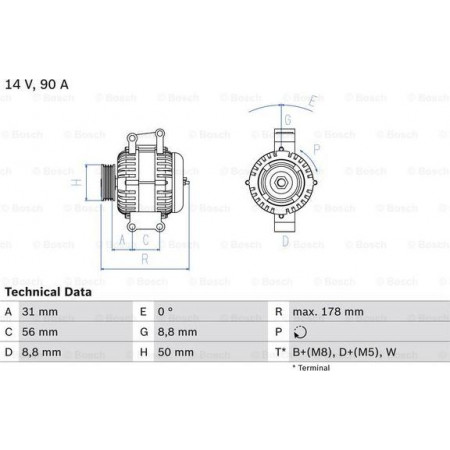 Generatore/Alternatore MERCEDES-BENZ VITO (638), Furgone, 03.1997 - 07.2003 BOSCH 0 986 041 530