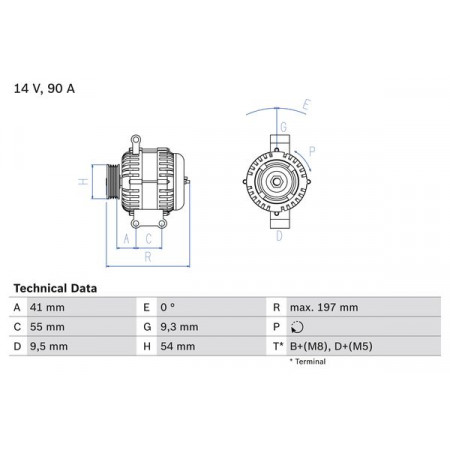 Alternator 14V 90A se potriveste. ALFA ROMEO MITO FIAT 500 500 C DOBLO DOBLO CARGO DOBLO-MINIVAN FIORINO FIORINO-MINIVAN GRANDE OPEL CORSA D (S07), Hatchback Van, 07.2006 - 08.2014 BOSCH 0 986 048 771