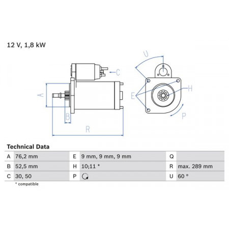 Startmotor 12V 18kW VW TRANSPORTER IV (70A, 70H, 7DA, 7DH), Bestelwagen, 07.1990 - 04.2003 BOSCH 0 986 016 190
