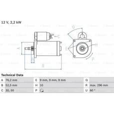 Motore elettrico VW TRANSPORTER IV (70B, 70C, 7DB, 7DK, 70J, 70K, 7DC, 7DJ), Autobus, 09.1990 - 08.2004 BOSCH 0 986 016 340