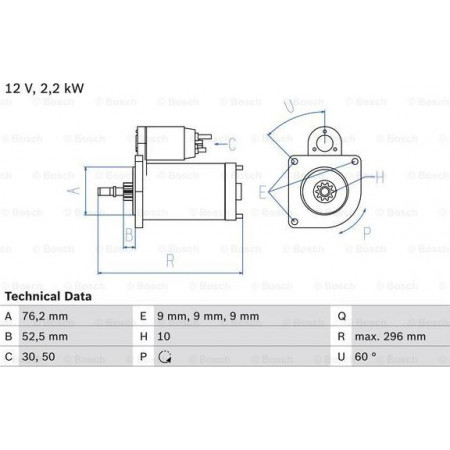 Moteur électrique VW TRANSPORTER IV (70B, 70C, 7DB, 7DK, 70J, 70K, 7DC, 7DJ), Autobus/Autocar, 09.1990 - 08.2004 BOSCH 0 986 016 340