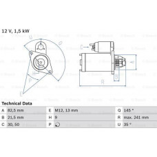 Démarreur démarreur 12V 15kW convient. MERCEDES 123 C123 123 T-MODEL S123 123 W123 -8 W114 -8 W115 CABRIOLET W111 W112 S C126 MERCEDES-BENZ 123 (C123), Compartiment, 03.1977 - 12.1985 BOSCH 0 986 010 850