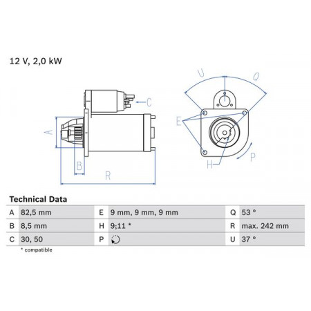 Elektromotor FIAT PALIO Weekend (178_, 173_, 373_, 374_), Touring, 04.1996 - BOSCH 0 986 018 450