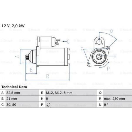Moteur électrique VW LT 28-35 II (2DB, 2DE, 2DK), Autobus/Autocar, 04.1996 - 07.2006 BOSCH 0 986 018 380