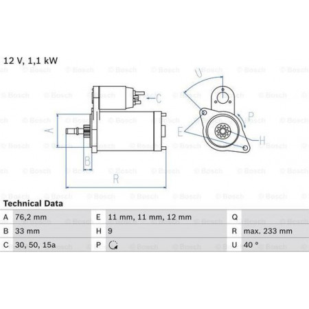 Electromotor VW PASSAT (315, 3A5), 08.1988 - 12.1996 BOSCH 0 986 018 200