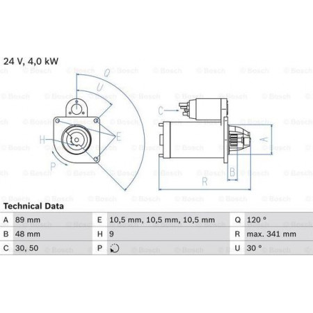 Starter starter 24V 4kW fits. MERCEDES LK-LN2 MK NG O 301 O 309 O 402 OH UNIMOG T2-L T2-LN1 ADE364N-OM386.951 01.70- MERCEDES-BENZ FPN (FlatNose) (677.02 / LK 1520 L L), 01.1984 - 12.2011 BOSCH 0 986 013 490