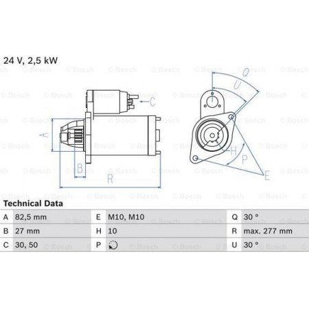 Starter starter 24V 25kW fits. MERCEDES UNIMOG G W460 G W461 G W463 OM602.930-OM612.966 10.87- MERCEDES-BENZ G-CLASS (W463), Crossover, 09.1989 - BOSCH 0 986 013 390