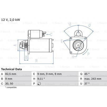 Motore elettrico ALFA ROMEO 147 (937_), Hatchback, 10.2000 - 12.2010 BOSCH 0 986 017 790