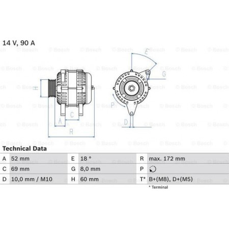 Generator / Alternator PEUGEOT BOXER (244), Cadru de sprijin, 12.2001 - BOSCH 0 986 080 030