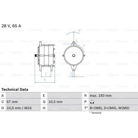 Adatto per alternatore 28 V 65 A. SCANIA 3 4 4 BUS PGRT DC11.01-OSC11.03 05.87- SCANIA 4 - serie (LA4X2), 05.1995 - 04.2008 BOSCH 0 986 039 490