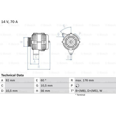 Generatore/Alternatore MERCEDES-BENZ SPRINTER 4-t (904), Furgone, 02.1995 - 05.2012 BOSCH 0 986 036 820