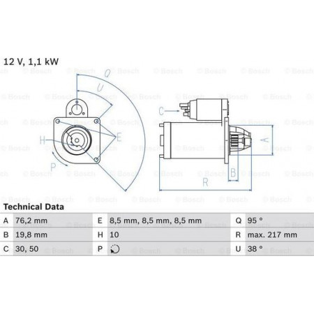 Elektromotor ALFA ROMEO MITO (955_), Hatchback, 08.2008 - BOSCH 0 986 029 150
