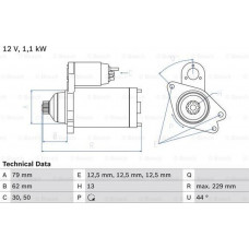 Motor elétrico VW BEETLE (5C1, 5C2), Hatchback, 04.2011 - 07.2019 BOSCH 0 986 029 110