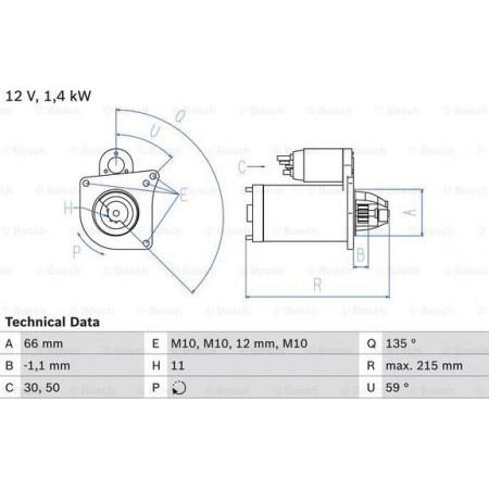 Electromotor RENAULT MEGANE III (BZ0/1_, B3_), Hatchback, 11.2008 - BOSCH 0 986 024 130