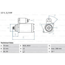 Acionador de partida 12V 22kW se encaixa. NISSAN NAVARA NP300 PICK UP 2.5D 11.01- NISSAN PICK UP (D22), Ridica, 01.1997 - BOSCH 0 986 025 540