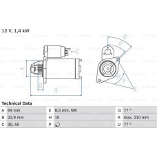 Electric motor FIAT 500 (312_), Hatchback, 07.2007 - BOSCH 0 986 025 080