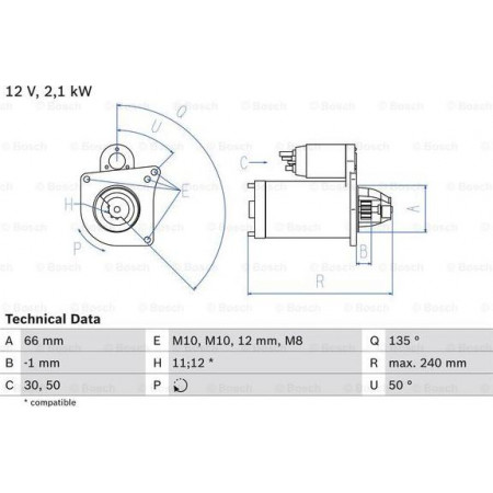 Motor elétrico RENAULT TRAFIC II (FL), Furgão, 03.2001 - BOSCH 0 986 020 131