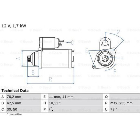 Anlasser Anlasser 12V 17kW passt. AUDI A3 TT SEAT ALTEA ALTEA XL LEON TOLEDO III SKODA OCTAVIA II SUPERB II VW CADDY III VW JETTA III (1K2), Limousine, 09.2004 - 10.2010 BOSCH 0 986 020 280