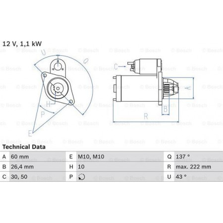 Elektromotor MERCEDES-BENZ E-KLASSE (W212), Sedan, 01.2009 - 12.2016 BOSCH 0 986 021 800