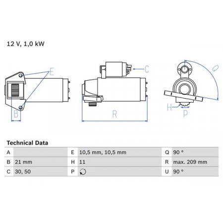 Starter starter 12V 1kW fits. MAZDA 3 5 6 1.8-2.0 06.02-09.14 MAZDA 6 (GG), Sedan, 06.2002 - 12.2008 BOSCH 0 986 023 610