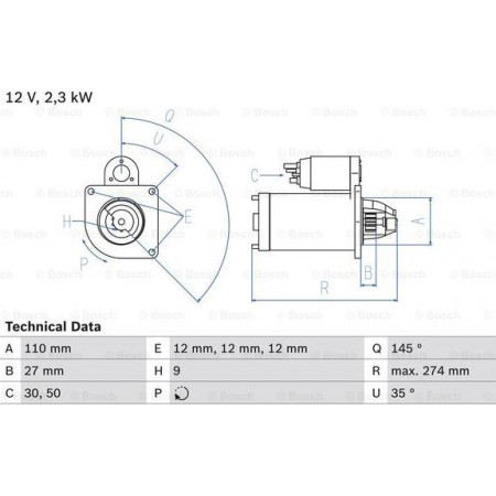 Acionador de partida 12V 23kW se encaixa. VW LT 28-35 II LT 28-46 II 2.8D 07.97-07.06 VW LT 28-46 II (2DC, 2DF, 2DG, 2DL, 2DM), estrutura de suporte, 04.1996 - 07.2006 BOSCH 0 986 023 860