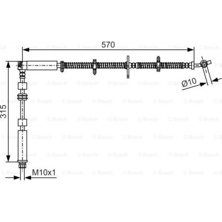 Mangueira de freio Mangueira de freio flexível Comprimento dianteiro esquerdo 315-885mm-570mm Ajustes M10x1. LAND ROVER DISCOVERY IV LAND ROVER DISCOVERY IV (L319), Van, 09.2009 - BOSCH 1 987 481 A63