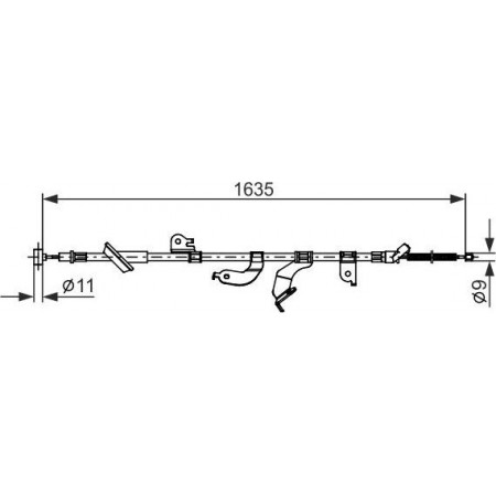 Kabel. Feststellbremse Handbremsseil vorne-hinten rechts 1635mm passend. Suzuki SWIFT IV 1.2-1.3D 10.10- Suzuki SWIFT IV (FZ, NZ), Schrägheck, 10.2010 – BOSCH 1 987 482 690