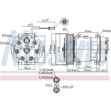 Compressor. airconditioning Aircocompressor past erop. RVI KERAX MAXITY PREMIUM 2 NISSAN CABSTAR NT400 CABSTAR 10.05- RENAULT TRUCKS KERAX, 06.1997 - Nissens 89458