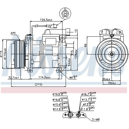 Compressor. ar condicionado Compressor de ar condicionado IVECO EUROSTAR EUROTECH MP EUROTRAKKER S-WAY STRALIS I STRALIS II TRAKK IVECO STRALIS (E2N 6X2 260S Y/FP-GV), 02.2002 - Nissens 89413