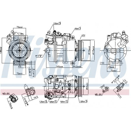Compressore. aria condizionata Compressore aria condizionata BMW 5 E60 5 E61 6 E63 6 E64 4.0-4.4-4.8 07.03-12.10 ALPINA B5 (E60), Berlina, 03.2005 - 09.2010 Nissens 89417