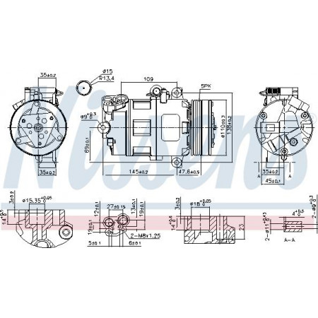 Compressor. airconditioning Airco compressor BMW 3 E46 5 E39 Z3 E36 1.6-3.2 12.97-07.06 BMW 3 Touring IV (E46), Toerisme, 06.1999 - 07.2005 Nissens 89422