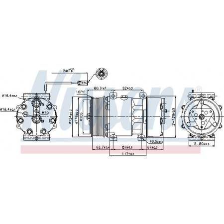 Compresseur. climatisation Compresseur de climatisation RVI MIDLUM PREMIUM 2 VOLVO FL II 10.05- RENAULT TRUCKS MIDLUM, 01.2000 - Nissens 89474