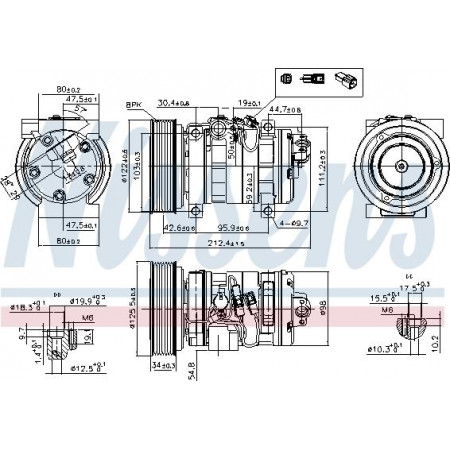 Compressor. airconditioning Aircocompressor past erop. MAZDA 3 6 2.0D-2.2D 08.07-09.14 MAZDA 6 (GH), Touring, 12.2007 - 07.2013 Nissens 89609