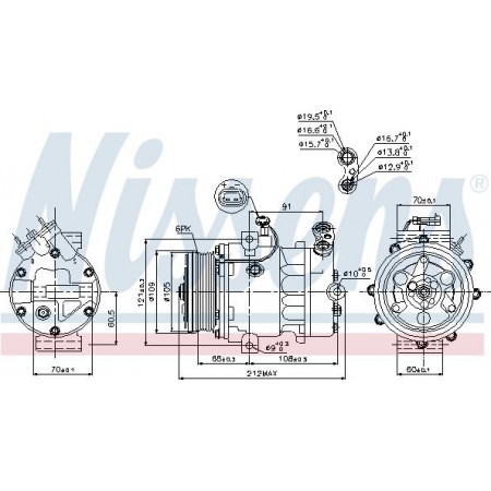Compressor. Aircocompressor OPEL ASTRA G ASTRA G CLASSIC ASTRA G-KOMBI ZAFIRA A 1.7D-2.2D 02.98-12. VAUXHALL ASTRA Mk IV (T98), Touring, 02.1998 - 05.2005 Nissens 89095