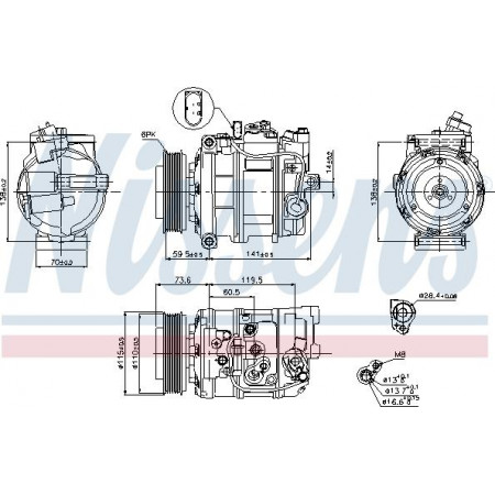Compresseur. climatisation Compresseur de climatisation AUDI A4 B6 A6 C5 1.6-3.0 11.00-12.05 AUDI A4 II (8E2, B6), Berline, 11.2000 - 12.2005 Nissens 89092