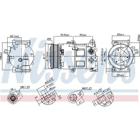 Compresseur. climatisation Compresseur de climatisation FORD KUGA II TOURNEO CONNECT V408 NADWOZIE WIELKO TRANSIT CONNECT V408- FORD TRANSIT CONNECT V408 (PU2), Camionnette/MPV, 02.2013 - Nissens 890418