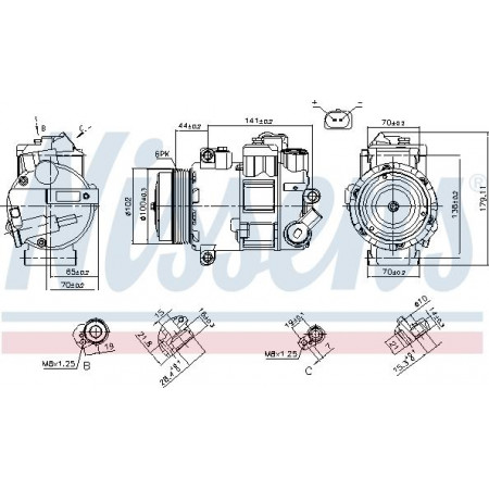 Compressor. Aircocompressor VW CRAFTER 30-35 CRAFTER 30-50 2.0D 05.11-12.16 VW CRAFTER 30-50 (2F_), Draagframe, 04.2006 - 12.2016 Nissens 890412