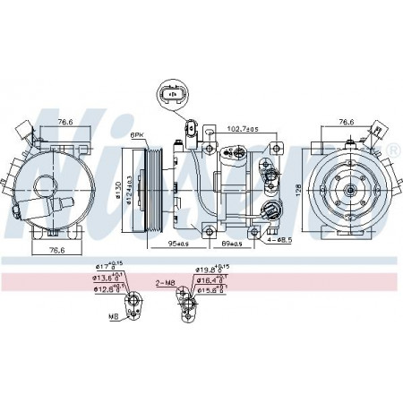 Compressore. aria condizionata Il compressore dell'aria condizionata è adatto. HYUNDAI I40 I I40 I CW 1.6 07.11-05.19 HYUNDAI i40 CW (VF), Touring, 07.2011 - Nissens 890425