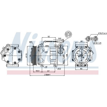 Compresseur. climatisation Compresseur de climatisation CITROEN C5 I C8 EVASION JUMPY I XSARA PICASSO FIAT SCUDO ULYSSE LANCIA PEUGEOT EXPERT (222), Fourgon, 07.1995 - 03.2008 Nissens 89047