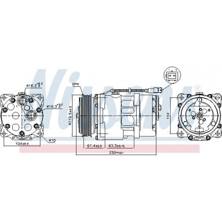 Compressor. Compressor de ar condicionado CITROEN BERLINGO BERLINGO-MINIVAN C5 I C5 II EVASION JUMPER I JUMPY I X PEUGEOT BOXER (244), Estrutura de suporte, 12.2001 - Nissens 89055