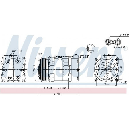 Compressor. Aircocompressor CITROEN XSARA PICASSO PEUGEOT 206 1.1-1.6LPG 08.98- PEUGEOT 206 CC (2D), Cabriolet, 09.2000 - 12.2008 Nissens 89056
