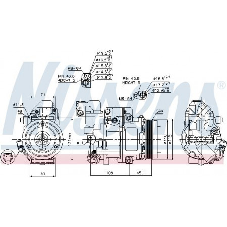 Compresor. climatizare Air-conditioning compressor MERCEDES A W168 VANEO 414 1.4-2.1 07.97-07.05 MERCEDES-BENZ VANEO (414), Dubita, 02.2002 - 07.2005 Nissens 89051